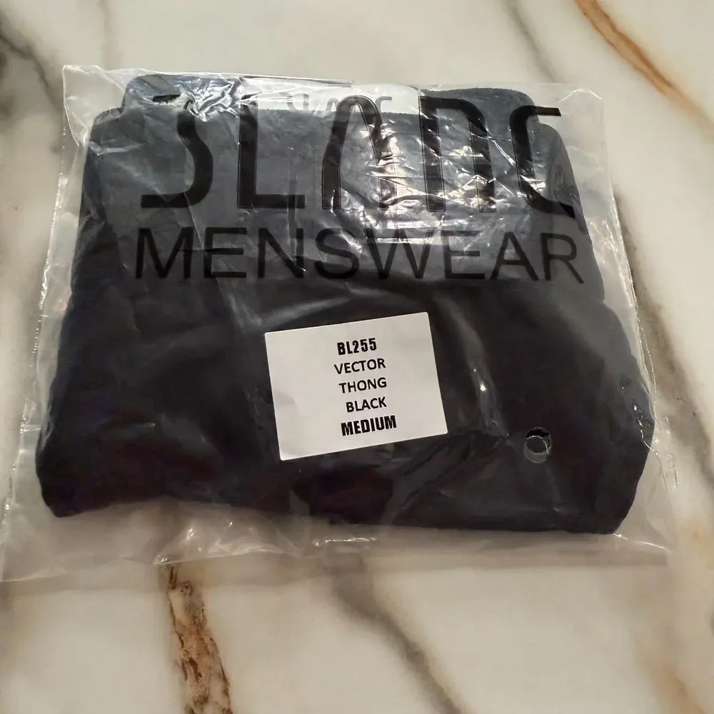 NEW Blanc Menswear Cotton BL255 Vector Thong Color Black Size Medium